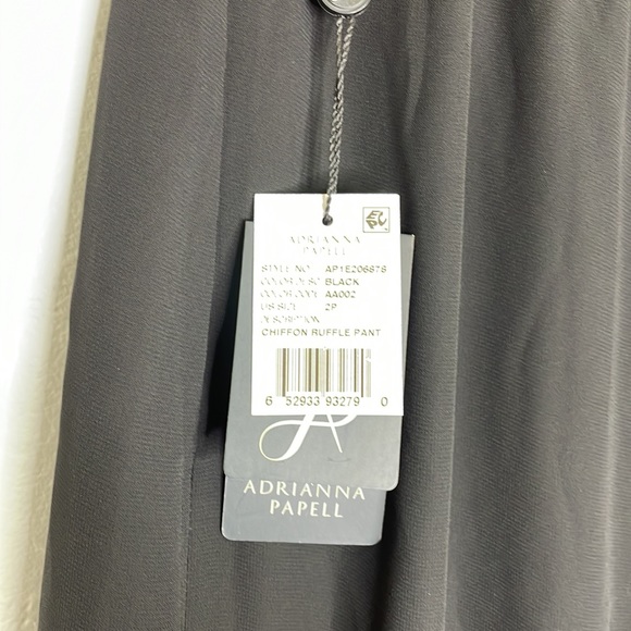- Adrianna Papell Black Chiffon Ruffle Wide Leg Pants - Picture 8 of 9